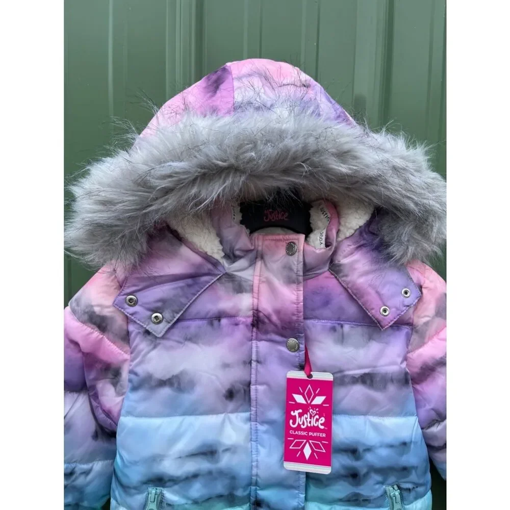 Girls Justice Matte Puffer Bomber Coat Size XS